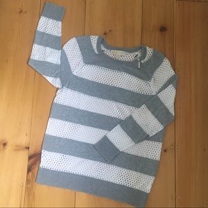 Michael Kors Grey Striped Sweater Sz L